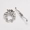 Tibetan Style Alloy Toggle Clasps, Antique Silver, Flower: 25x27x5.5mm, Hole: 1.5mm, Bar: 40.5x5.5x5mm, Hole: 1.5mm.