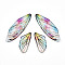 Epoxy Resin Pendants, Butterfly's Wing Charm, with Gold Foil & Glitter Powder, Colorful, 49x16.5x2~3mm, Hole: 1mm, Small Wings: 29x13x2.5~3mm