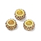 Alloy Rhinestone Clay Pave Beads, Rondelle, Tan, 11.5x6.5mm, Hole: 5mm