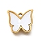 304 Stainless Steel Butterfly Charms, with Plastic Imitation Shell, Golden, Ion Plating(IP), White, 9x10x1.5mm, Hole: 1mm