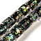 Handmade Dichroic Foil Glass Beads Strands, Barrel, Black, 9x9mm, Hole: 2mm, about 35pcs/strand, 12.80''(32.5cm)