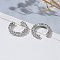 Brass Micro Pave Clear Cubic Zirconia Cuff Earrings, Platinum, 15x14x2mm, Inner Diameter: 10.2mm