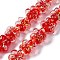 Handmade Dichroic Foil Glass Beads Strands, Plum, Red, 13.5~14x14~15x8~9mm, Hole: 1.6mm, about 33pcs/strand, 15.24''(38.7cm)