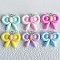 Opaque Resin Pendants, Bowknot, with Platinum Iron Loop, Mixed Color, 24.5x30x8.5mm, Hole: 2mm