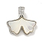 Brass Micro Pave Clear Cubic Zirconia Pendants, with Shell, Leaf, Platinum, 15x16x6mm, Hole: 4x3mm