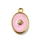 304 Stainless Steel Pendants, with Enamel, Oval with Shell Shapes, Golden, Pearl Pink, 20x14x3mm, Hole: 1.6mm