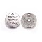 Tibetan Style Alloy Flat Round Carved Word Never Give Up Pendants, Inspirational Message Pendants, Cadmium Free & Nickel Free & Lead Free, Antique Silver, 20x2.5mm, Hole: 2mm, about 360pcs/1000g
