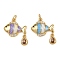 Brass Micro Pave Cubic Zirconia Pendants, Fish Charms, with Enamel, Rack Plating, Lead Free & Cadmium Free, Long-Lasting Plated, with Jump Ring, Real 18K Gold Plated, Mixed Color, 13x16x3mm, Hole: 3mm