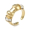 304 Stainless Steel Rhinestone Open Cuff Rings for Women, Real 18K Gold Plated, 9.5mm, Adjustable