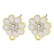 Rack Plating Alloy Stud Earring Finding, with Rhinestone, Cadmium Free & Nickel Free & Lead Free, Flower, White, 16x12.5mm, Hole: 1.6mm, Pin: 10.5x0.5mm