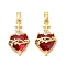 Brass Micro Pave Cubic Zirconia Pendants, Cadmium Free & Lead Free, Heart, Real 18K Gold Plated, 22x12x9mm, Hole: 5x2.5mm