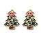 Alloy Enamel Pendants, Christmas Theme, Light Gold, Christmas Tree, 24.5x18x1.3mm, Hole: 1.6mm