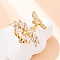 Brass Micro Pave Clear Cubic Zirconia Cuff Rings for Women, Leaf, Rack Plating, Cadmium Free & Lead Free, Long-Lasting Plated, Real 18K Gold Plated, US Size 7 1/4(17.5mm)