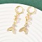 Fishtail Brass Micro Pave Cubic Zirconia Hoop Earrings, Rack Plating, Cadmium Free & Lead Free, Long-Lasting Plated, Golden, 41x11mm