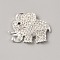 Alloy Cabochons, with Rhinestone, Elephant, Silver, 38x51x7mm