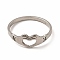 Non-Tarnish 201 Stainless Steel Hollow Out Heart Hand Finger Ring for Women, Stainless Steel Color, Inner Diameter: 18mm
