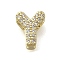 Brass Micro Pave Cubic Zirconia Letter Multi-Strand Links, Lead Free & Cadmium Free, Real 18K Gold Plated, Letter Y, 8.5x7x4.5mm, Hole:  2.5x1.5mm