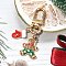 Christmas Alloy Enamel Pendant Decorations, with Alloy Swivel Clasps, for Keychain, Purse, Backpack Ornament, Golden, Gingerbread Man, 62mm, pendant: 20~28mm