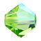 Preciosa® Crystal Beads, Czech Crystal, Bicone(451 69 302 Rondelle), 50520 200 Peridot AB, 5mm, Hole: 1mm