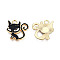 Alloy Pendants, with Enamel, Cat, Light Gold, Black, 19x20x2mm, Hole: 3mm