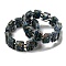 Dyed Natural Imperial Jasper with Resin Beaded Stretch Bracelets, Rectangle, Royal Blue, Inner Diameter: 2-1/8 inch(5.4cm)