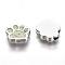 Alloy Enamel Slider Charms, Dog Paw Prints, Platinum, Yellow Green, 13x15.5x4.5mm, Hole: 2x8mm