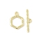 Alloy Toggle Clasps, Cadmium Free & Lead Free, Rack Plating, Hexagon, Golden, Hexagon: 16x12x2mm, Hole: 1.6mm, Bar: 4.5x20.5x1.5mm, hole: 1.6mm