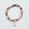 Fashion Gemstone Beads Stretch Bracelets, Alloy Awareness Ribbon Charms Bracelets without Paper Card