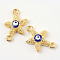 Alloy Enamel Evil Eye Links connectors, Star, White, 21x14x4mm, Hole: 1.5mm