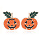 Alloy Pumpkin Stud Earrings, with Imitation Pearl, Golden, 27x24mm