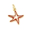 Brass Enamel Charms, Starfish Charms, Rack Plating, Cadmium Free & Lead Free, Long-Lasting Plated, with Jump Ring, Real 18K Gold Plated, Red, 12.5x13.5x1.5mm, Hole: 3.5mm