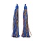 Cotton Tassel Pendants, with Polyester, Royal Blue, 128~130x11~12mm, Hole: 2x3.5mm