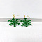 Snowflake Acrylic Glitter Powder Dangle Earrings, Golden, Green, 55x30mm