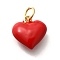 Rack Plating Brass with Enamel Pendants, Cadmium Free & Lead Free, Long-Lasting Plated, Heart Charms, with Jump Ring, Heart, 13x12x5.5mm, jump ring: 5x0.8mm, 3.5mm inner diameter