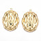 Rack Plating Iron Pendants, Oval, Cadmium Free & Nickel Free & Lead Free, Golden, 42x30x9.5mm, Hole: 1.8mm