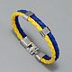 Bracelet cordon double ligne imitation cuir couleur drapeau avec fermoir alliage GUQI-PW0001-088-5