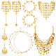 ANATTASOUL Alloy Flat Round Charms Cluster Bib Necklace & Ring Bracelet & Dangle Earrings & Headwears & Anklets SJEW-AN0001-47-1