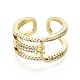 Brass Micro Pave Clear Cubic Zirconia Cuff Rings RJEW-S044-101-NF-3