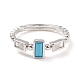 Sky Blue Cubic Zirconia Rectangle Adjustable Ring RJEW-C028-01P-2