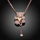 Rose Gold Plated Tin Alloy Czech Rhinestone Bear Necklaces NJEW-BB02223-2