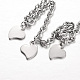 304 Stainless Steel Heart Charm Bracelets BJEW-L567-02P-2