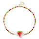 Collana con pendente di frutta in smalto acrilico con catene di semi di vetro per donna NJEW-JN04293-2