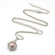 Trendy Women's Long Rolo Chain Brass Cage Pendant Necklaces NJEW-F045-04-1