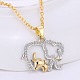 Awesome Design Mother Elephant and Little Elephant Alloy Rhinestone Pendant Necklaces NJEW-N0052-128-2