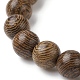 Женский эластичный браслет круглой формы из натурального дерева и синтетической бирюзовой черепахи из бисера BJEW-JB09699-06-4