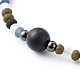 Set di bracciali con perline intrecciate in filo di nylon regolabile con perline di agata nera naturale BJEW-JB06453-9