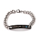 Rectangle with Word I Love You Link Bracelet with Rhinestone STAS-E160-33EBP-1
