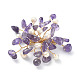 Broche de flor con cuentas de perlas y chips de piedras preciosas naturales mixtas JEWB-BR00098-3