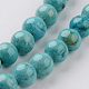 Chapelets de perles en fossiles naturelles teintées G-E328-4mm-21-2