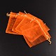 レクタングルアクセサリー収納袋ポーチ  オーガンジーギフトバッグ巾着袋  オレンジ  サイズ：約8センチ幅  10センチの長さ X-OP-002-10-2